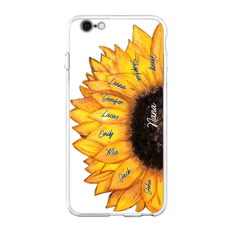 Personalized Sunflower Grandma Phone Case - Up to 9 Kids - Mother's Day Gift Idea for Mom/Grandma