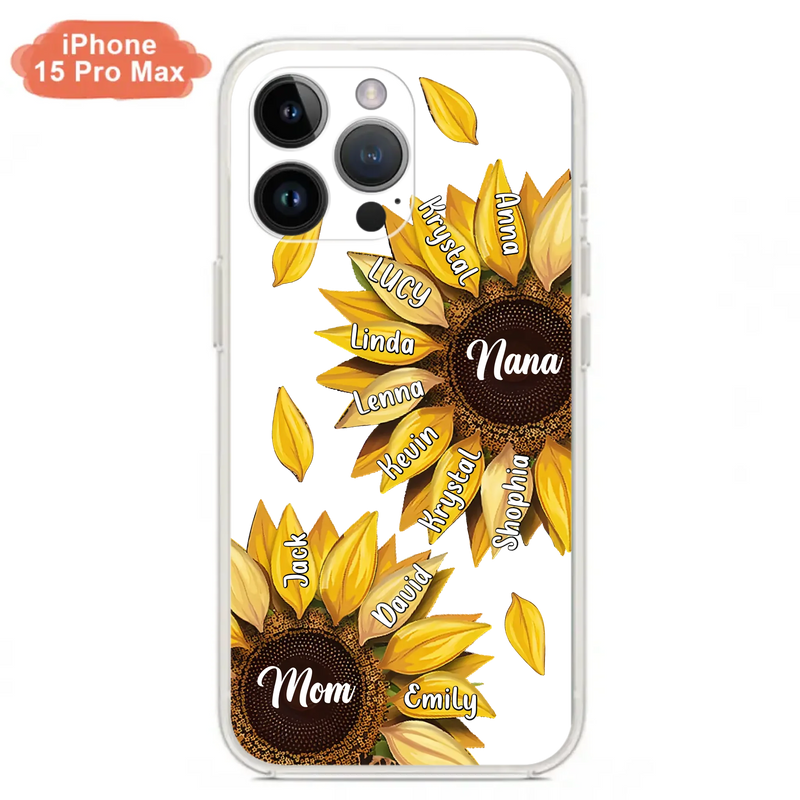 Personalized Sunflower Grandma Phone Case - Up to 11 Kids - Mother's Day Gift Idea for Mom/Grandma -  Case For iPhone/Samsung