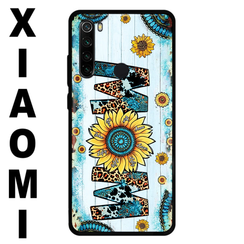 Personalized Mom Sunflower Phone Case - Mother's Day Gift Idea - Up to 8 Kids - Case For Xiaomi/Oppo/Huawei