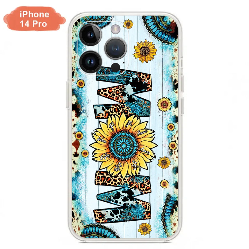 Personalized Mom Sunflower Phone Case - Mother's Day Gift Idea - Up to 8 Kids - Case For iPhone/ Samsung