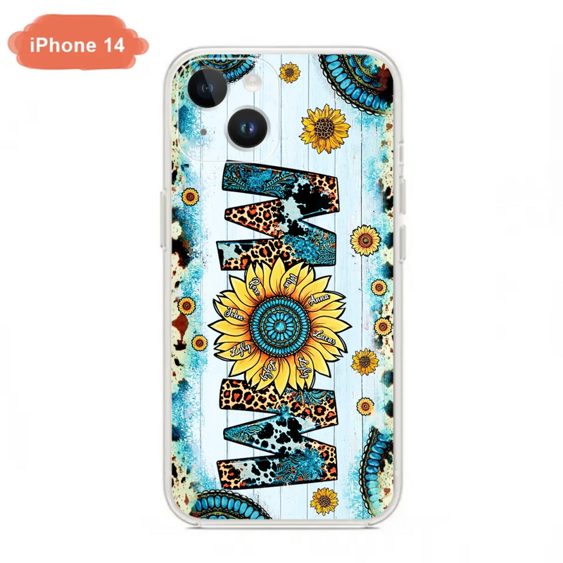 Personalized Mom Sunflower Phone Case - Mother's Day Gift Idea - Up to 8 Kids - Case For iPhone/ Samsung