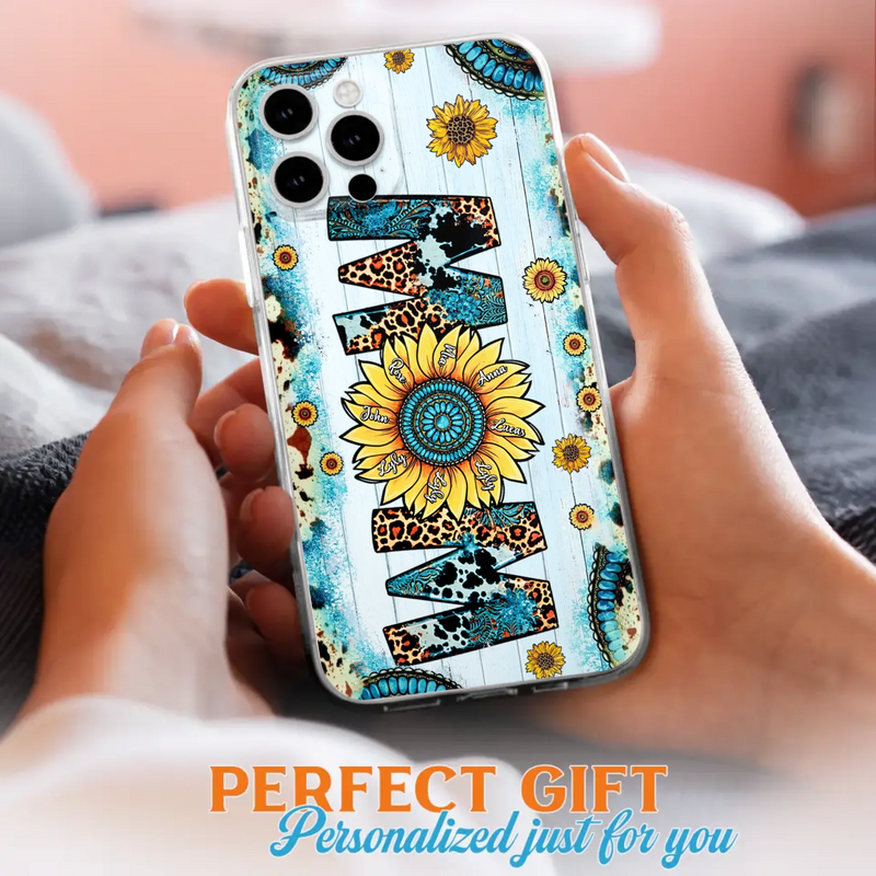 Personalized Mom Sunflower Phone Case - Mother's Day Gift Idea - Up to 8 Kids - Case For iPhone/ Samsung
