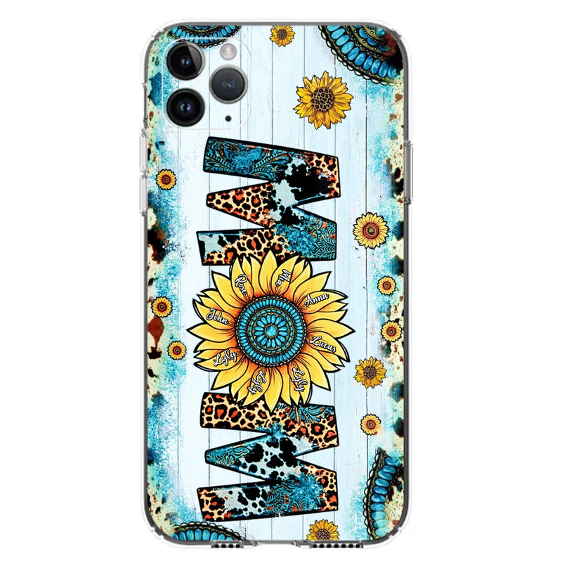 Personalized Mom Sunflower Phone Case - Mother's Day Gift Idea - Up to 8 Kids - Case For iPhone/ Samsung