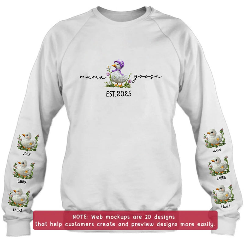 Personalized Mama Goose Embroidered Sweater - Up to 6 Kids - Mother's Day Gift Idea For Grandma/Mom