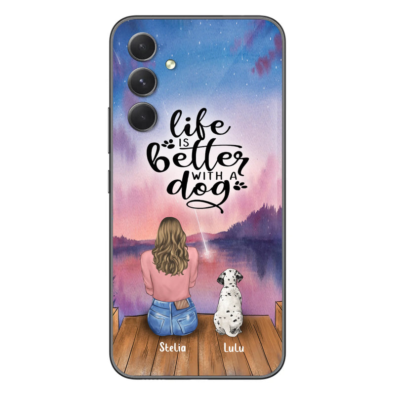 Personalized Dog Mom Phone Case - Gifts For Dog Lovers With Up to 4 Dogs - Life Is Better With A Dog - Case For iPhone, Samsung And Xiaomi