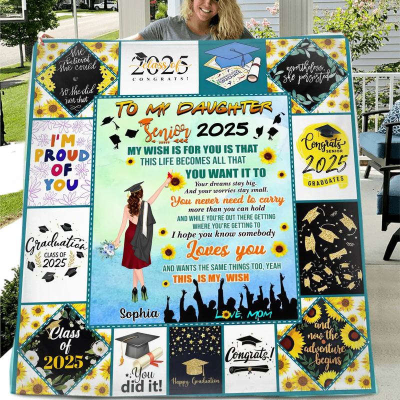 Personalized Graduation Blanket - Gift Idea For Daughter/Graduation - I Hope You Know Somebody Loves You