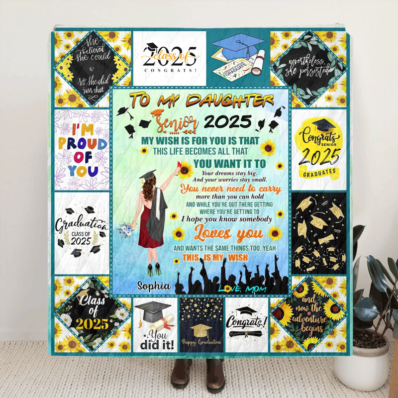 Personalized Graduation Blanket - Gift Idea For Daughter/Graduation - I Hope You Know Somebody Loves You