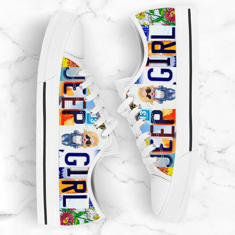 Personalized Off-road Girl Low Top Sneakers - Birthday Gift Idea