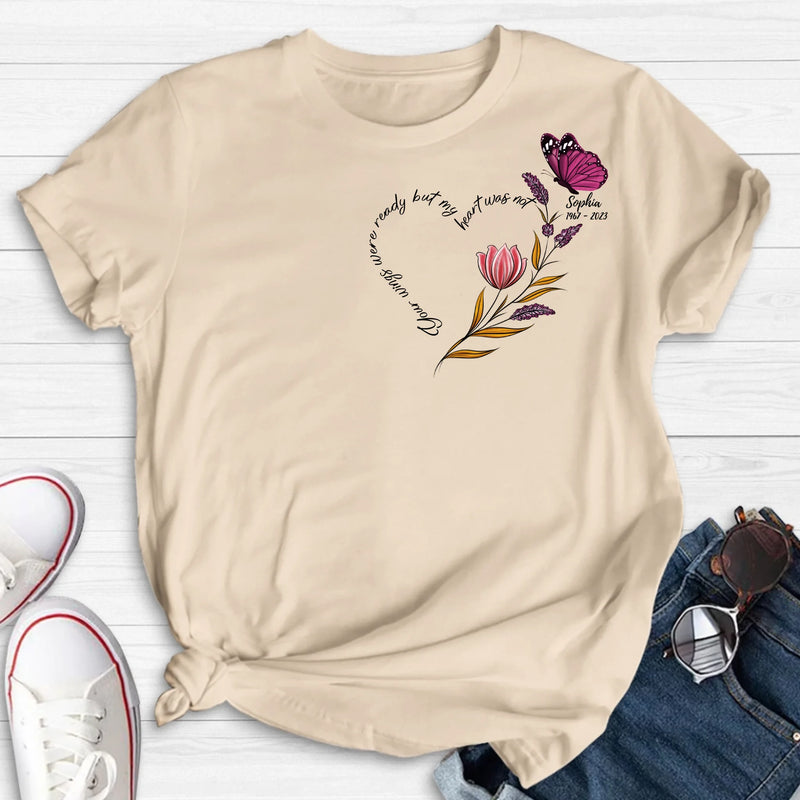 Personalized Memorial Shirt/Hoodie - Memorial Gift Idea for Mother's Day/Father's Day - Your Wings Were Ready But My Heart Was Not