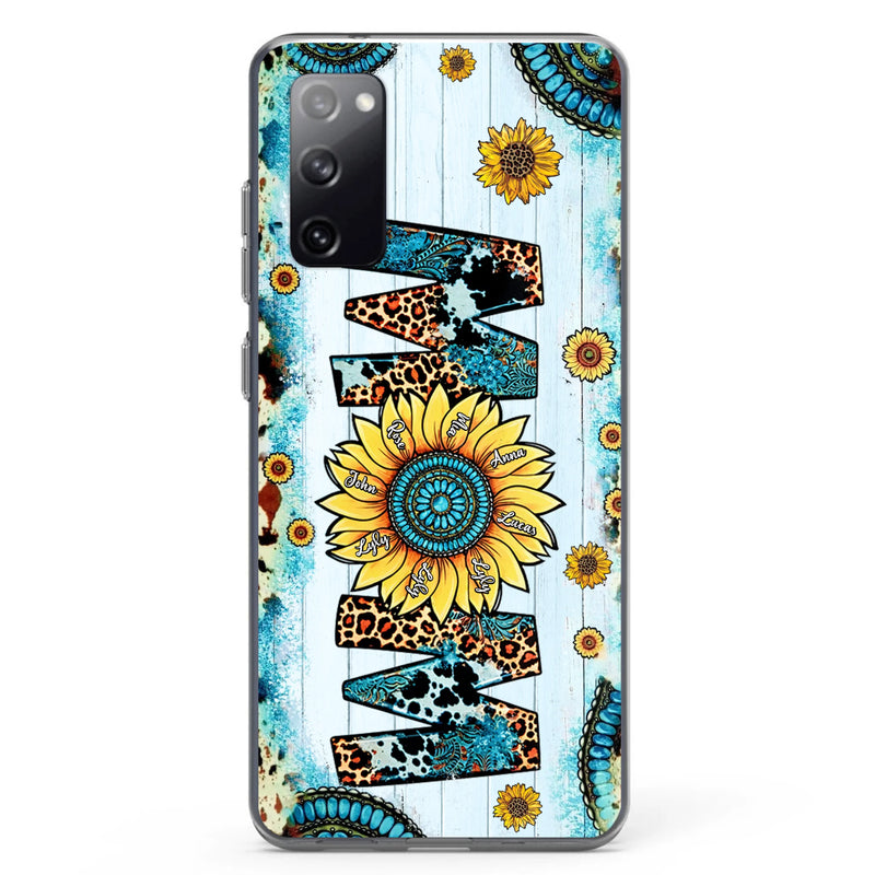Personalized Mom Sunflower Phone Case - Mother's Day Gift Idea - Up to 8 Kids - Case For iPhone/ Samsung