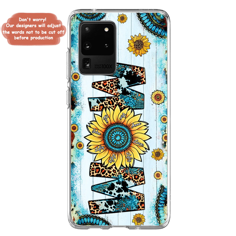 Personalized Mom Sunflower Phone Case - Mother's Day Gift Idea - Up to 8 Kids - Case For iPhone/ Samsung