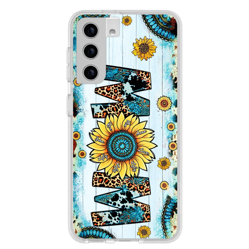 Personalized Mom Sunflower Phone Case - Mother's Day Gift Idea - Up to 8 Kids - Case For iPhone/ Samsung