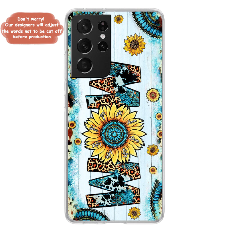 Personalized Mom Sunflower Phone Case - Mother's Day Gift Idea - Up to 8 Kids - Case For iPhone/ Samsung