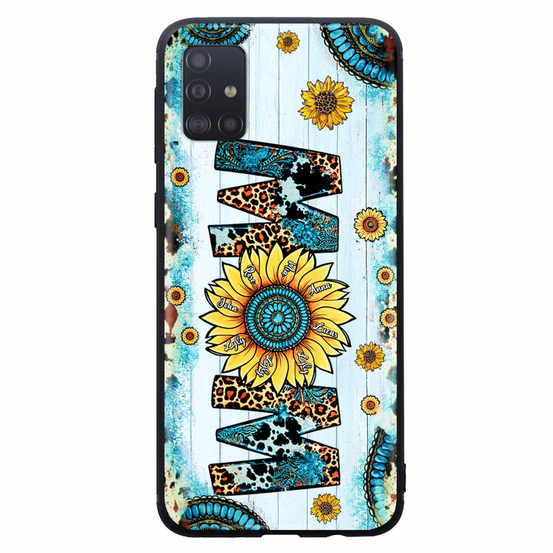Personalized Mom Sunflower Phone Case - Mother's Day Gift Idea - Up to 8 Kids - Case For iPhone/ Samsung