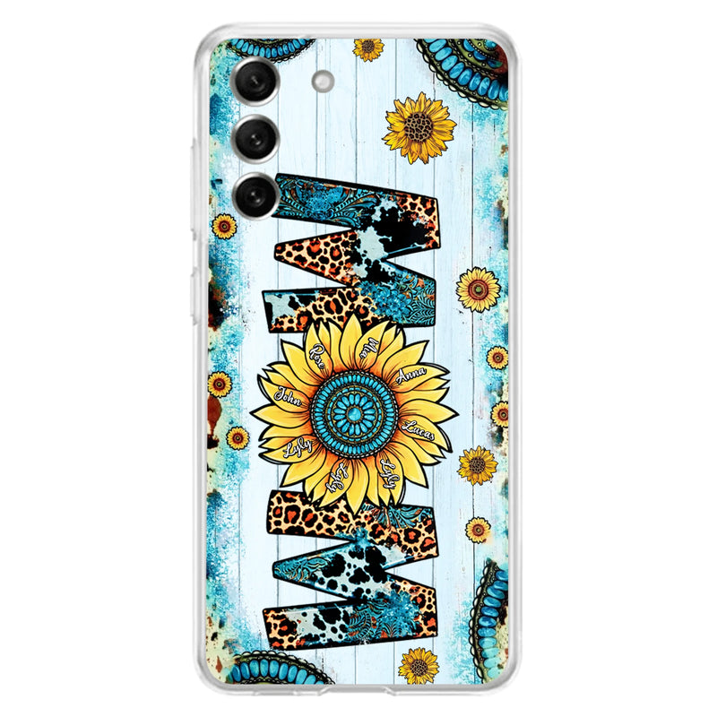 Personalized Mom Sunflower Phone Case - Mother's Day Gift Idea - Up to 8 Kids - Case For iPhone/ Samsung