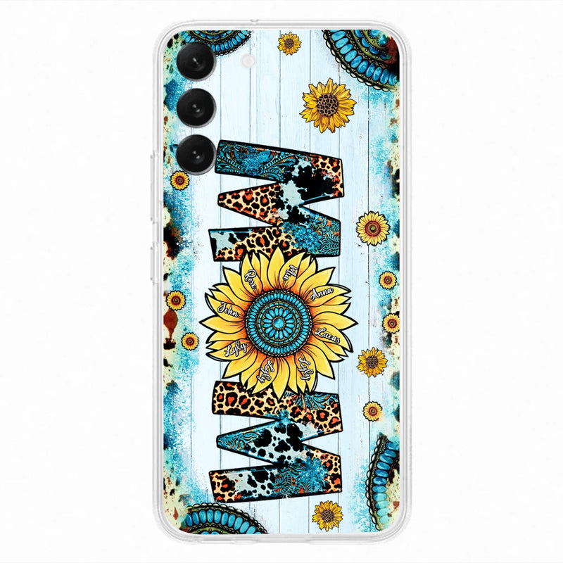 Personalized Mom Sunflower Phone Case - Mother's Day Gift Idea - Up to 8 Kids - Case For iPhone/ Samsung