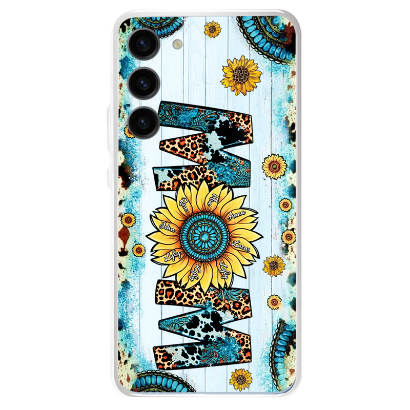 Personalized Mom Sunflower Phone Case - Mother's Day Gift Idea - Up to 8 Kids - Case For iPhone/ Samsung