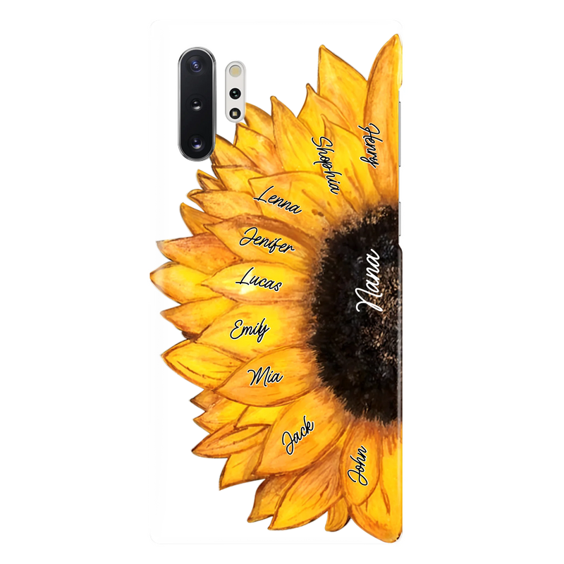 Personalized Sunflower Grandma Phone Case - Up to 9 Kids - Mother's Day Gift Idea for Mom/Grandma