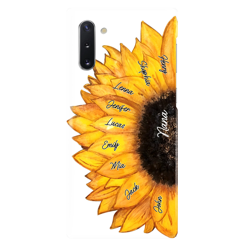 Personalized Sunflower Grandma Phone Case - Up to 9 Kids - Mother's Day Gift Idea for Mom/Grandma