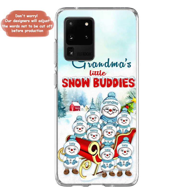 Personalized Grandma Phone Case - Christmas Gift Idea For Grandma - Up to 8 Grandkids - Case For iPhone/ Samsung - Grandma's Little Snow Buddies