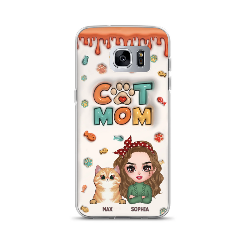 Personalized Cat Mom iPhone/Samsung Phone Case - Christmas Gift Idea For Cat Lover - Up to 4 Cats