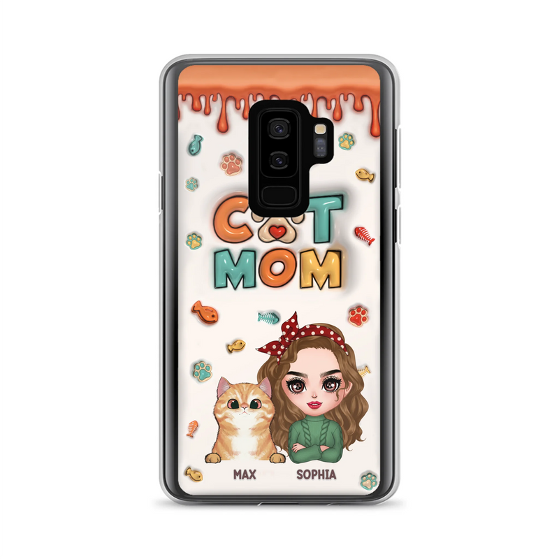 Personalized Cat Mom iPhone/Samsung Phone Case - Christmas Gift Idea For Cat Lover - Up to 4 Cats