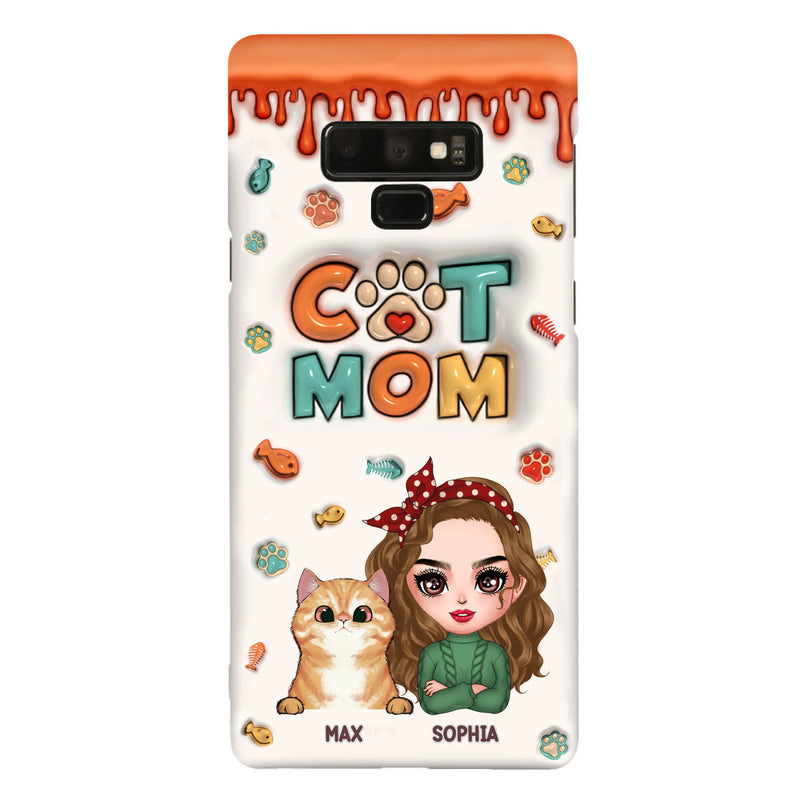 Personalized Cat Mom iPhone/Samsung Phone Case - Christmas Gift Idea For Cat Lover - Up to 4 Cats