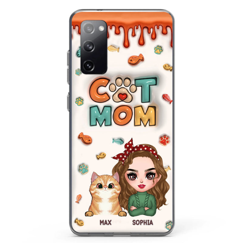 Personalized Cat Mom iPhone/Samsung Phone Case - Christmas Gift Idea For Cat Lover - Up to 4 Cats