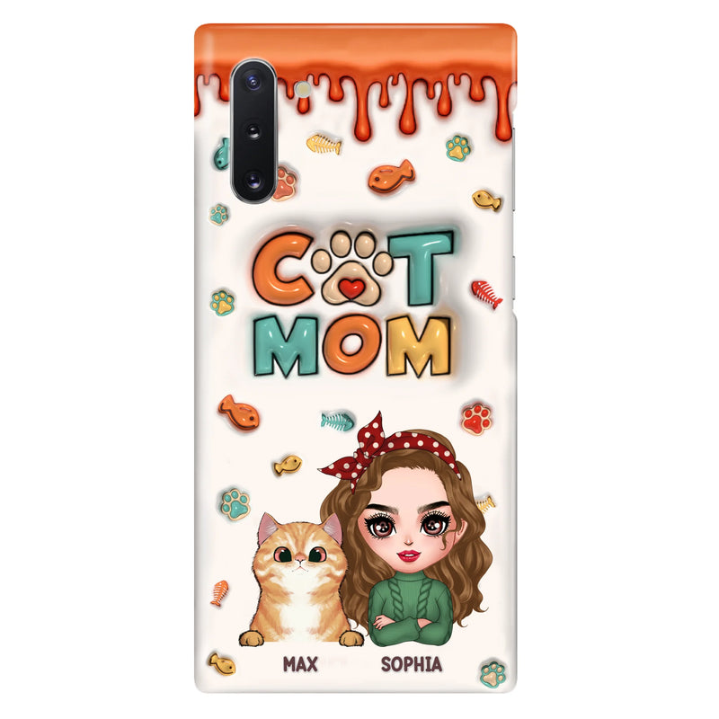 Personalized Cat Mom iPhone/Samsung Phone Case - Christmas Gift Idea For Cat Lover - Up to 4 Cats
