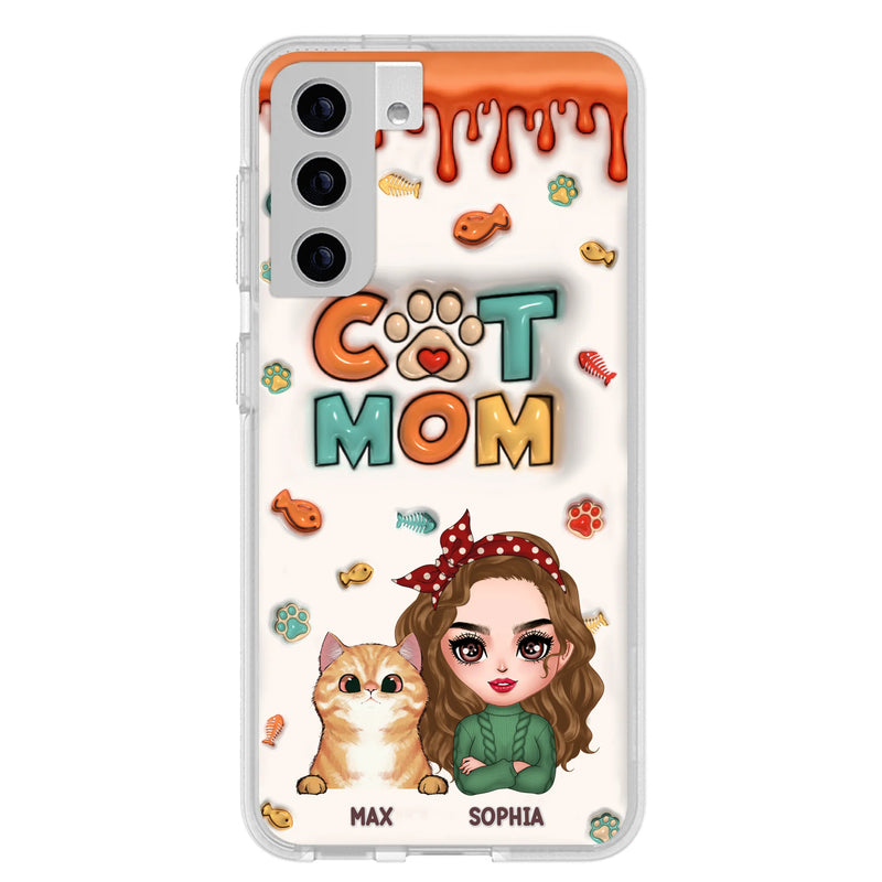 Personalized Cat Mom iPhone/Samsung Phone Case - Christmas Gift Idea For Cat Lover - Up to 4 Cats