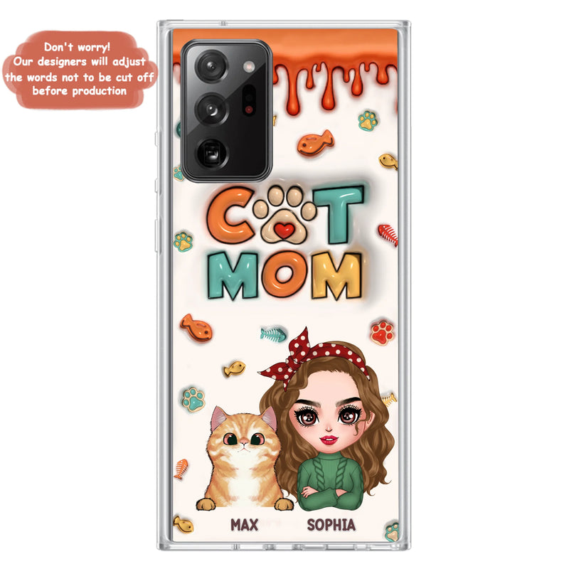 Personalized Cat Mom iPhone/Samsung Phone Case - Christmas Gift Idea For Cat Lover - Up to 4 Cats