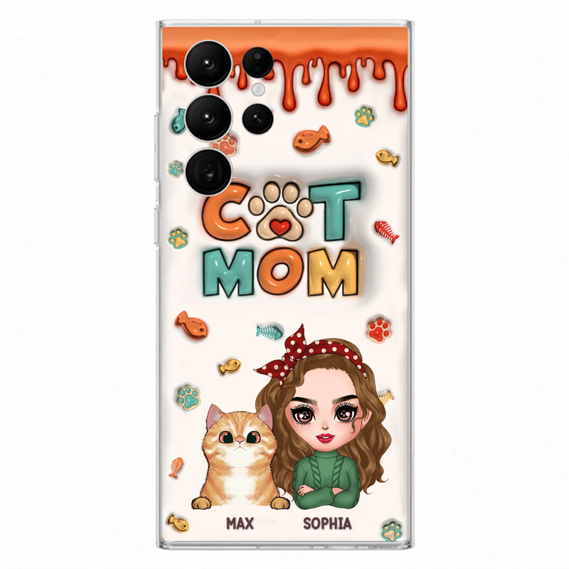 Personalized Cat Mom iPhone/Samsung Phone Case - Christmas Gift Idea For Cat Lover - Up to 4 Cats