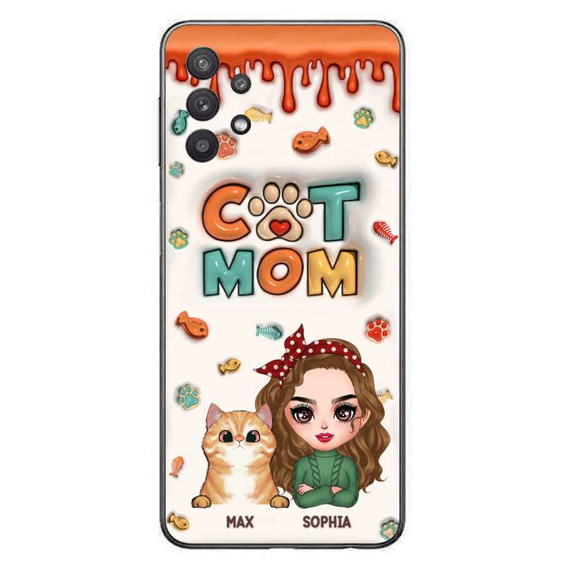 Personalized Cat Mom iPhone/Samsung Phone Case - Christmas Gift Idea For Cat Lover - Up to 4 Cats