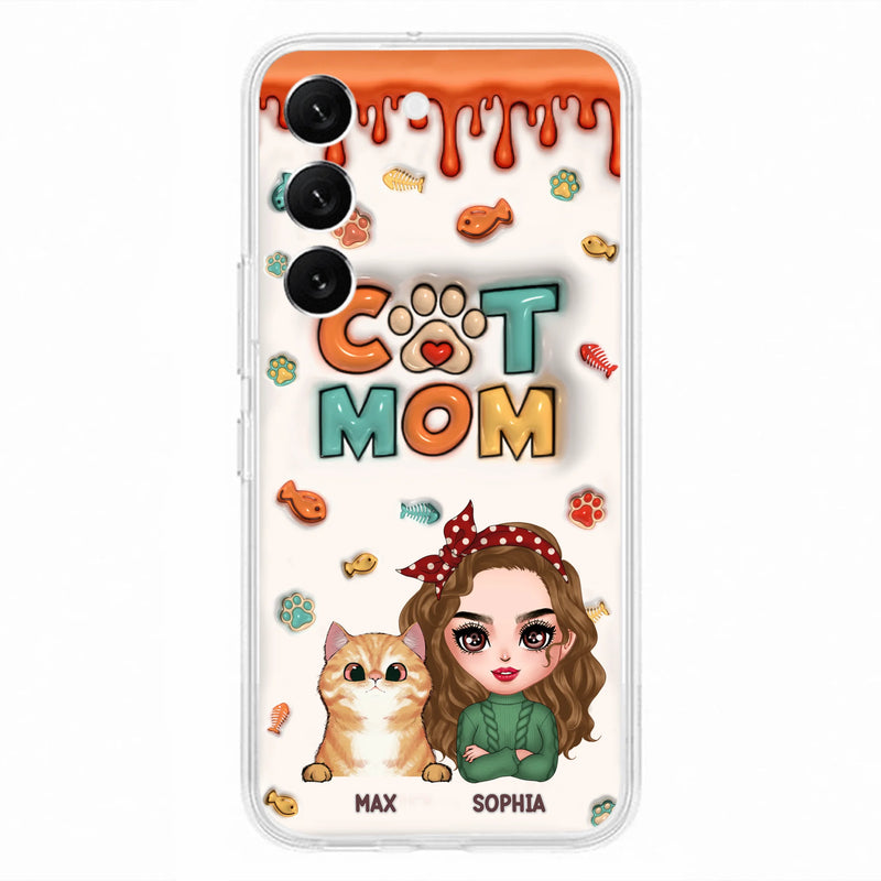Personalized Cat Mom iPhone/Samsung Phone Case - Christmas Gift Idea For Cat Lover - Up to 4 Cats
