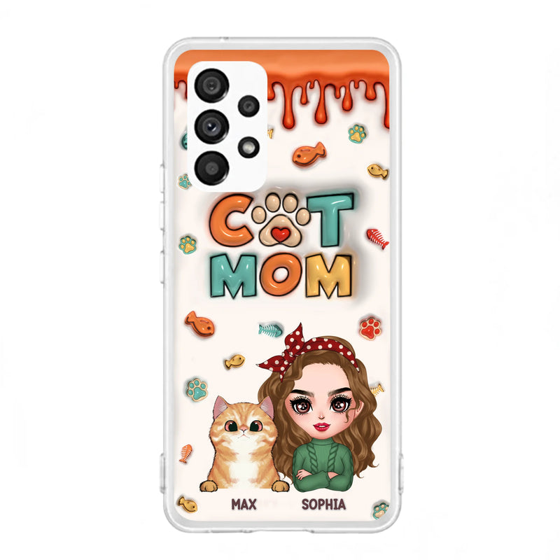 Personalized Cat Mom iPhone/Samsung Phone Case - Christmas Gift Idea For Cat Lover - Up to 4 Cats