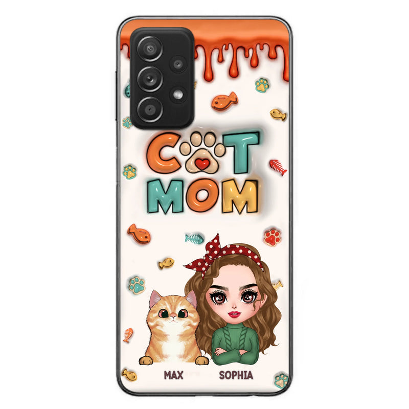 Personalized Cat Mom iPhone/Samsung Phone Case - Christmas Gift Idea For Cat Lover - Up to 4 Cats