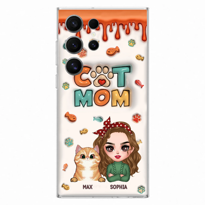 Personalized Cat Mom iPhone/Samsung Phone Case - Christmas Gift Idea For Cat Lover - Up to 4 Cats