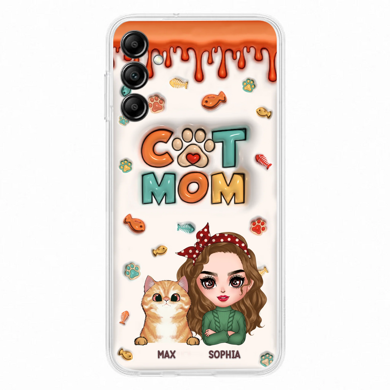 Personalized Cat Mom iPhone/Samsung Phone Case - Christmas Gift Idea For Cat Lover - Up to 4 Cats