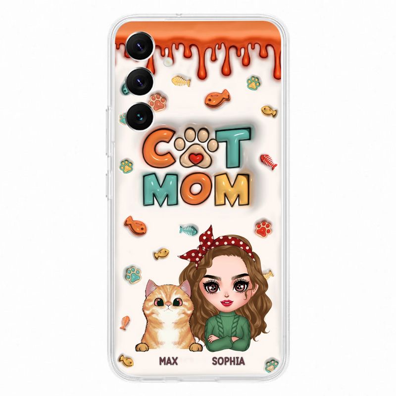 Personalized Cat Mom iPhone/Samsung Phone Case - Christmas Gift Idea For Cat Lover - Up to 4 Cats