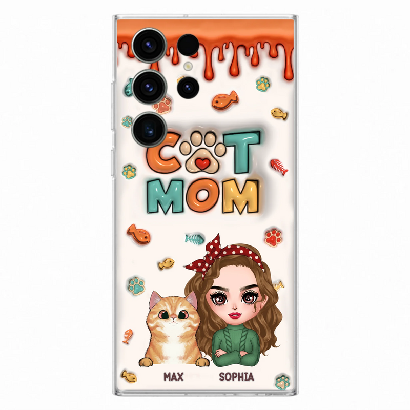 Personalized Cat Mom iPhone/Samsung Phone Case - Christmas Gift Idea For Cat Lover - Up to 4 Cats