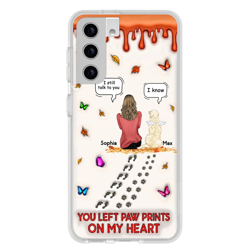 Custom Personalized Memorial Dog Phone Case - Memorial Gift Idea For Dog/Cat Lover - Case For iPhone/ Samsung - You Left Paw Prints On My Heart