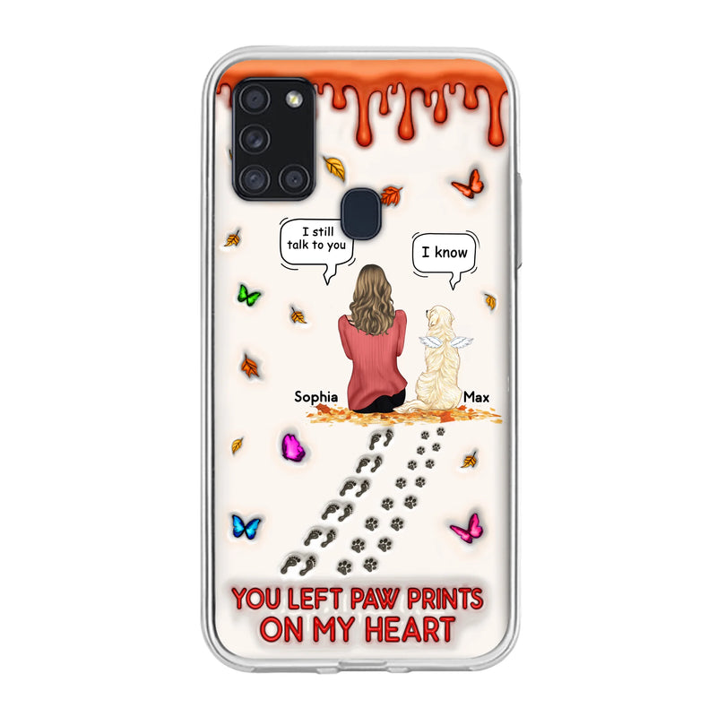 Custom Personalized Memorial Dog Phone Case - Memorial Gift Idea For Dog/Cat Lover - Case For iPhone/ Samsung - You Left Paw Prints On My Heart