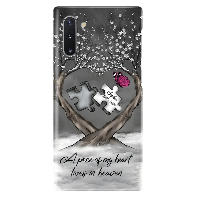Custom Personalized Memorial Phone Case - Memorial Gift Idea For Family Member - Case For iPhone/ Samsung - A Piece Of My Heart Lives In Heaven