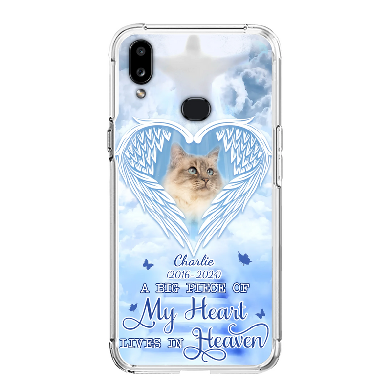 Custom Personalized Memorial Pet Phone Case - Upload Photo - Memorial Gift Idea For Pet Owner - A Big Piece Of My Heart Lives In Heaven - Case For iPhone/ Samsung