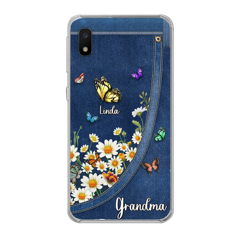 Personalized Daisy And Butterfly Grandma Phone Case - Gift Idea For Grandma - Up to 10 Kids - Case For iPhone/Samsung