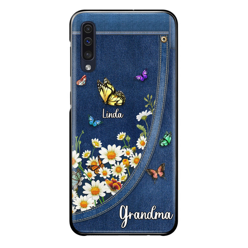 Personalized Daisy And Butterfly Grandma Phone Case - Gift Idea For Grandma - Up to 10 Kids - Case For iPhone/Samsung