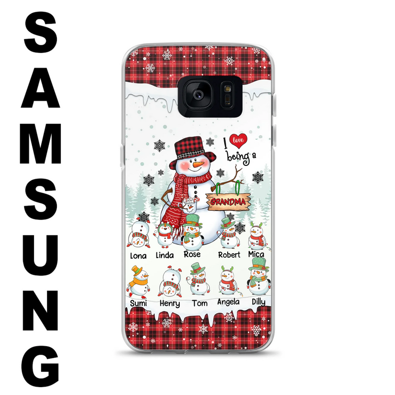 Personalized Snowman Christmas Grandma Phone Case - Christmas Gift Idea For Grandma - Up to 10 Kids - Case For iPhone/Samsung
