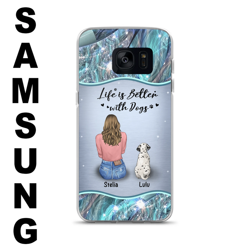 Personalized Dog Mom Phone Case - Up to 4 Dogs - Gift Idea For Dog Owners - Life Is Better With Dogs - Case For iPhone/Samsung