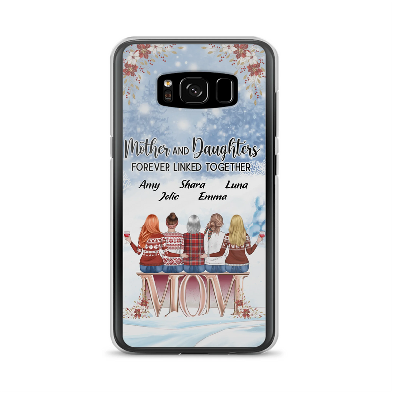 Personalized Mom Phone Case - Mother With Up to 4 Daughters - Gift Idea For Mother's Day From Daughter - Mother And Daughters Forever Linked Together - Case For iPhone/Samsung