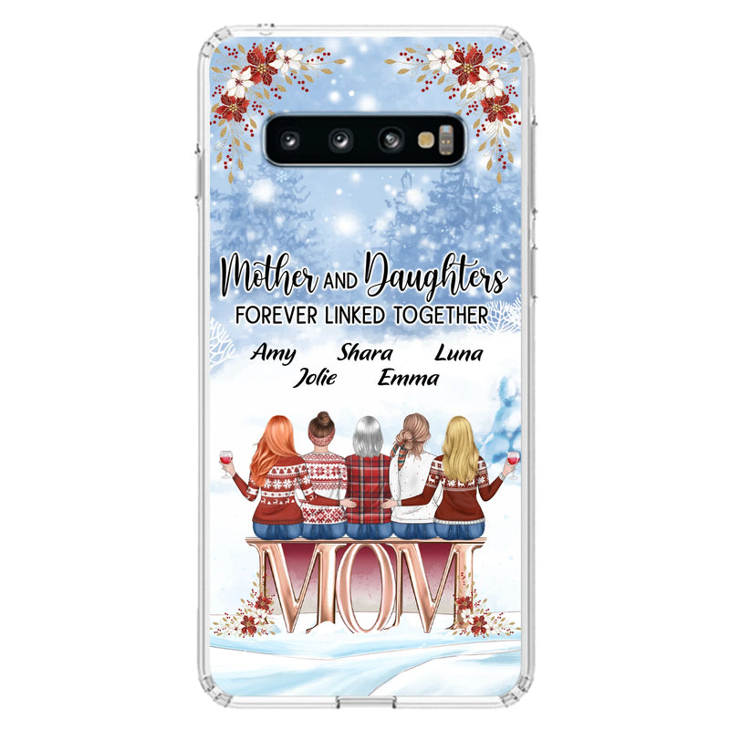 Personalized Mom Phone Case - Mother With Up to 4 Daughters - Gift Idea For Mother's Day From Daughter - Mother And Daughters Forever Linked Together - Case For iPhone/Samsung